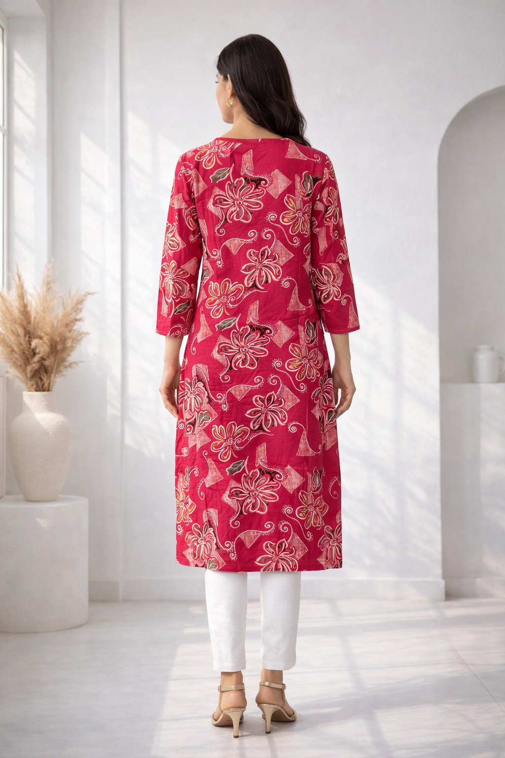 Barnali Cardinal Printed Work Kurti