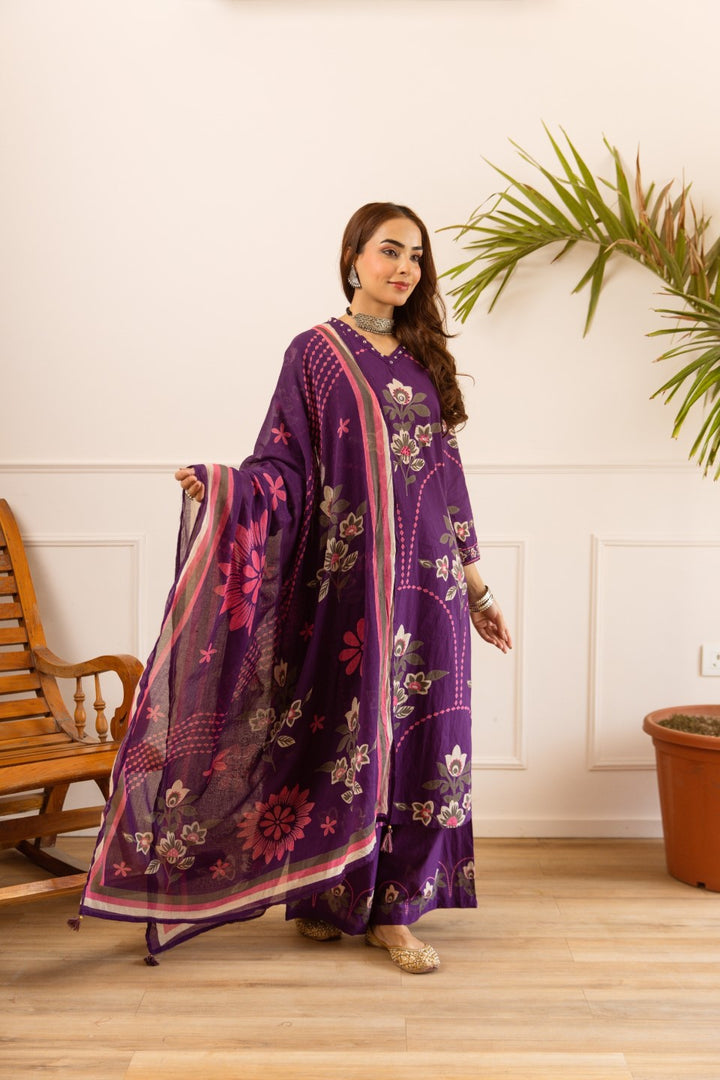 Karen amethyst cotton suit set