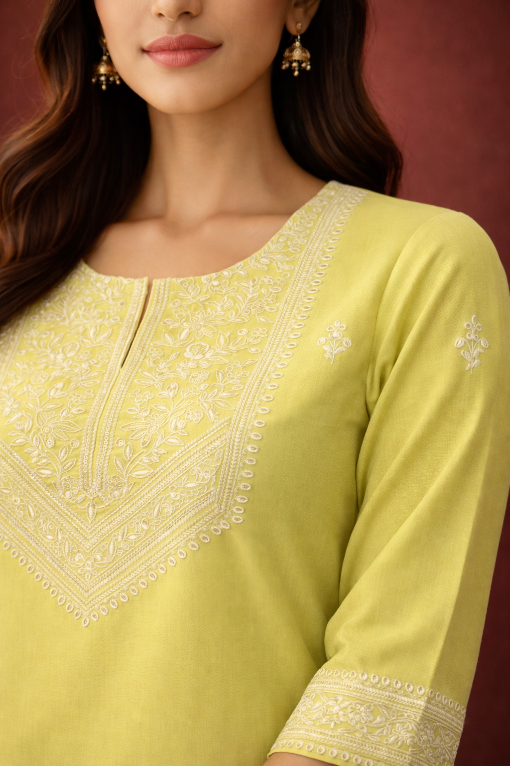 Chandri Mint Embroidered Kurti