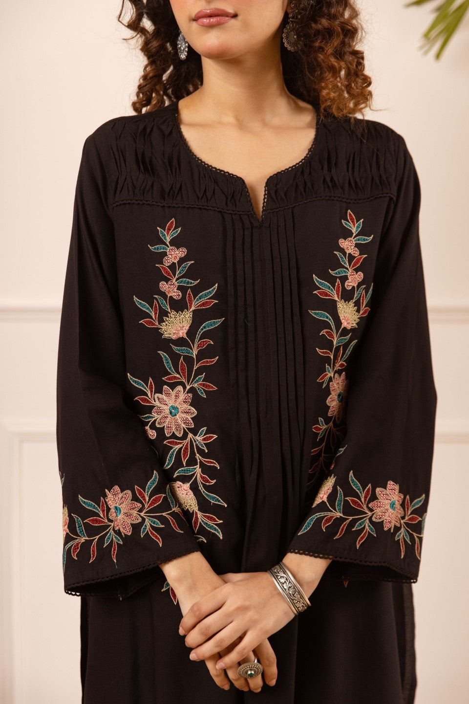 Karen soot embroidery cotton co-ord set