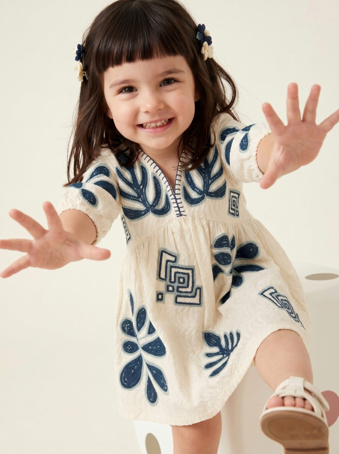 Joy vivid embroidery kids cotton dress