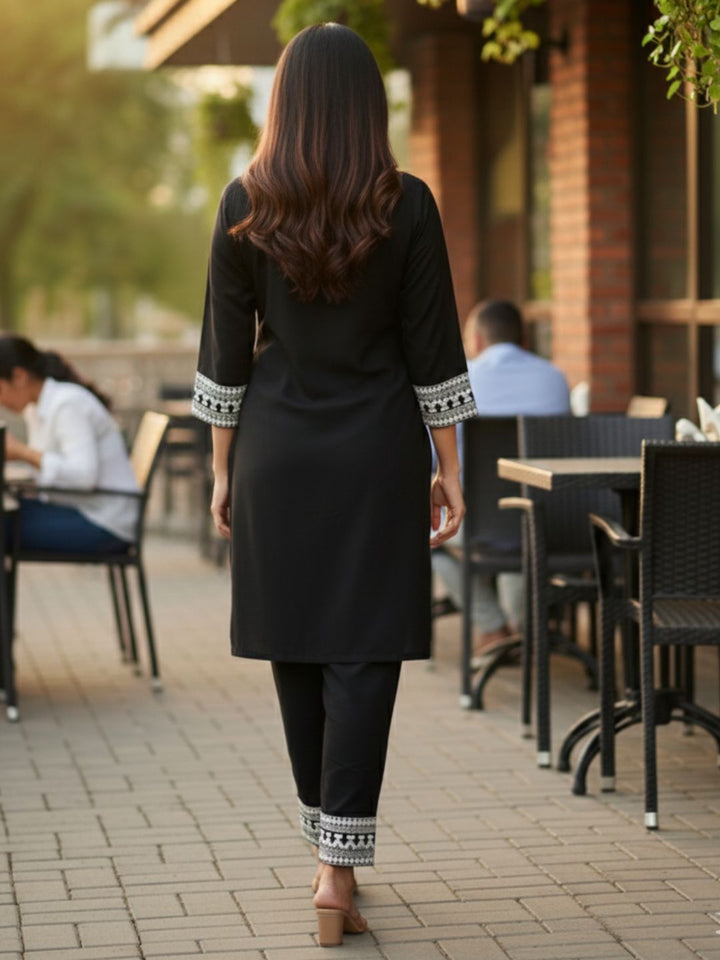 Leena Charcoal Embroidery Co-ord Set