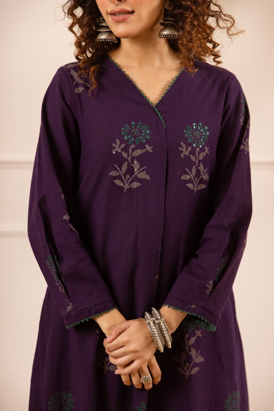 Karen Tyrian cotton kurta pant set