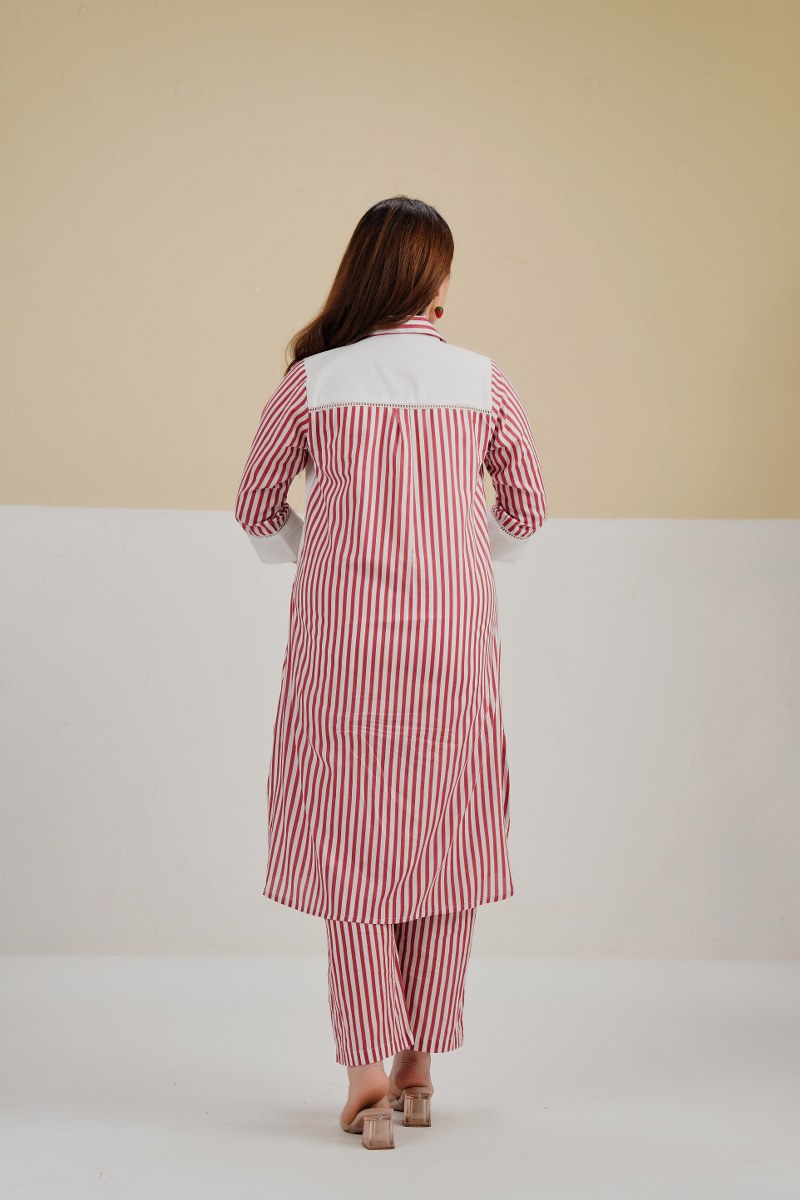 Tatva berry stripes cotton co-ord set