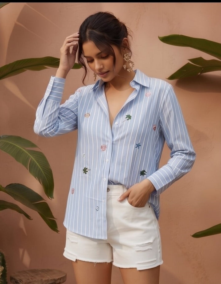 Ivanka tufts embroidery cotton shirt