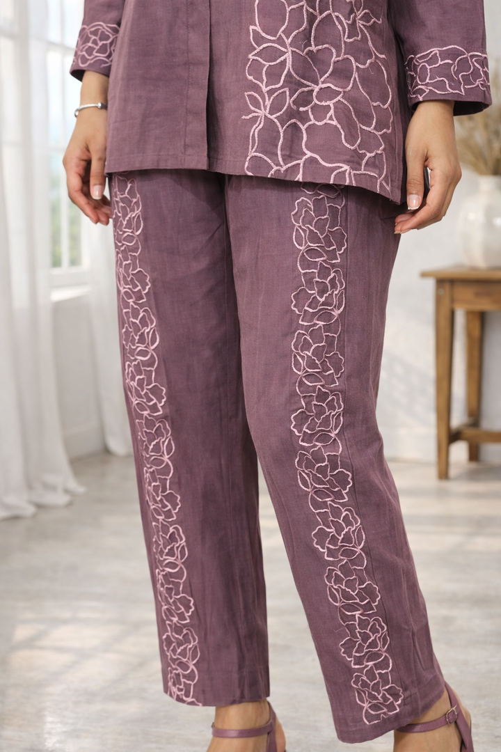 Oorvi Mauve Embroidered Co-ord Set