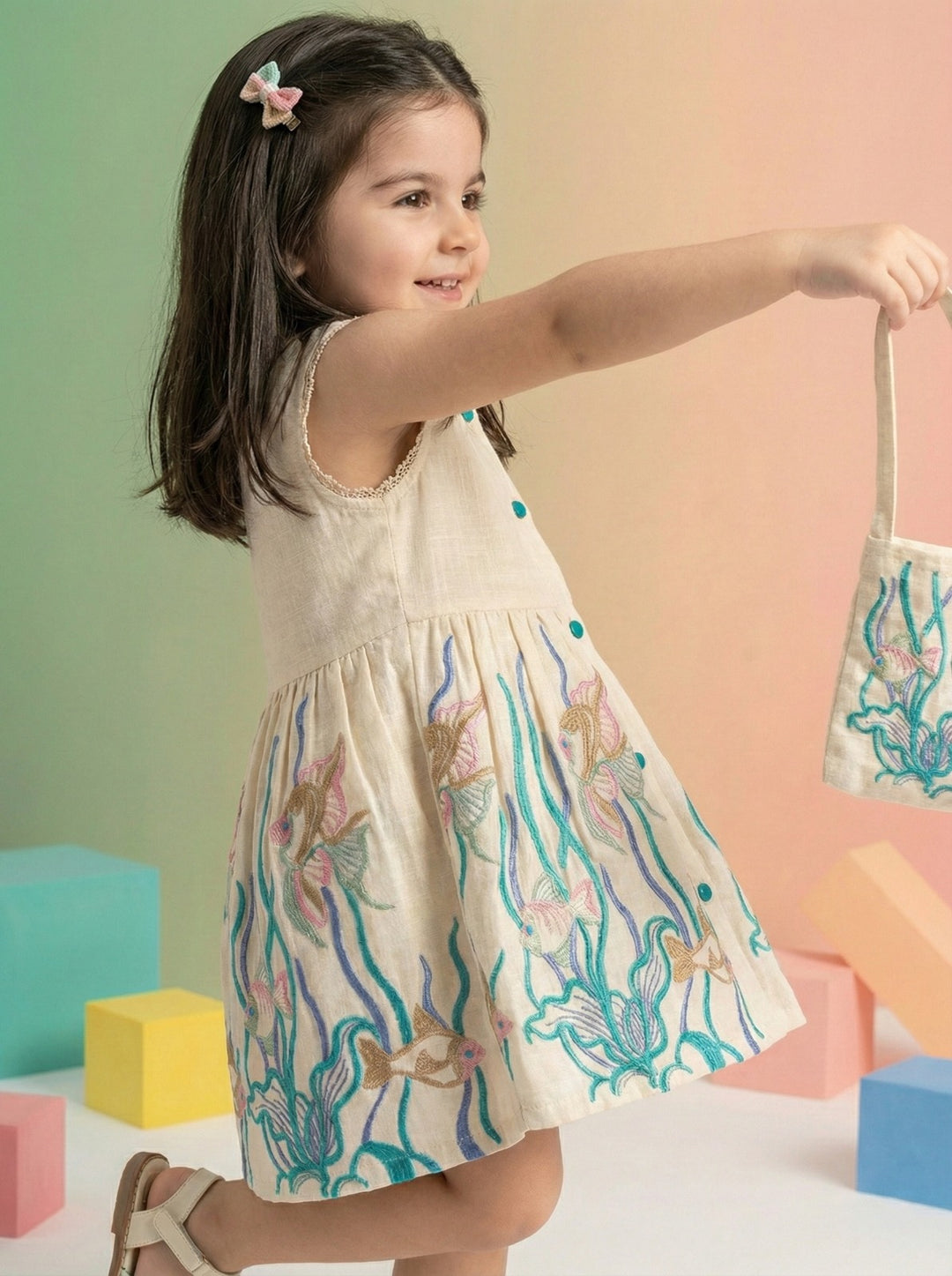 Joy marine embrodiery cotton Dress