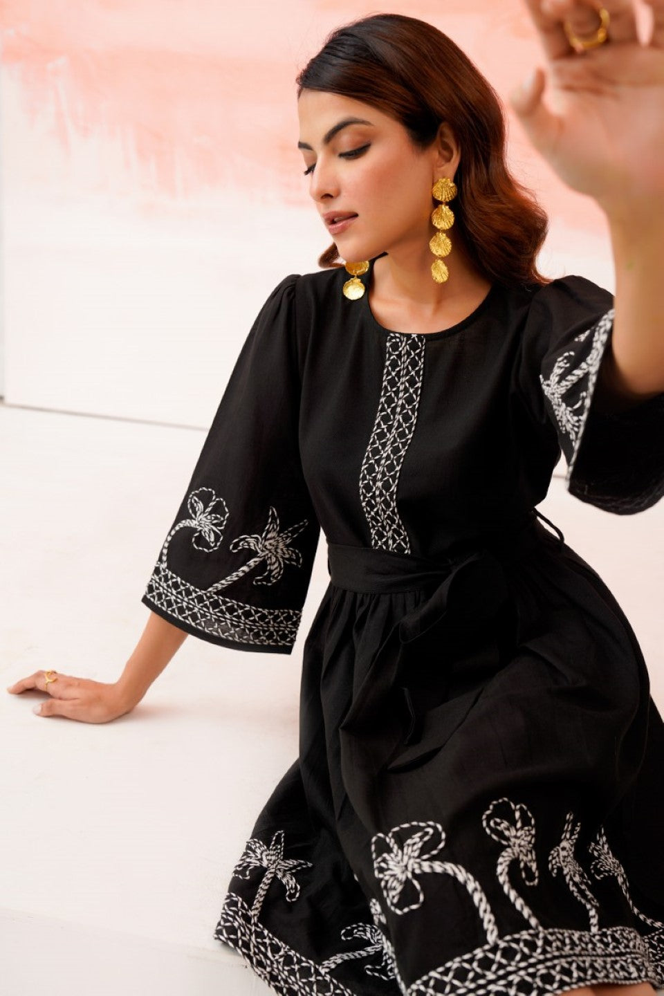 Tatva anchor embroidery cotton dress