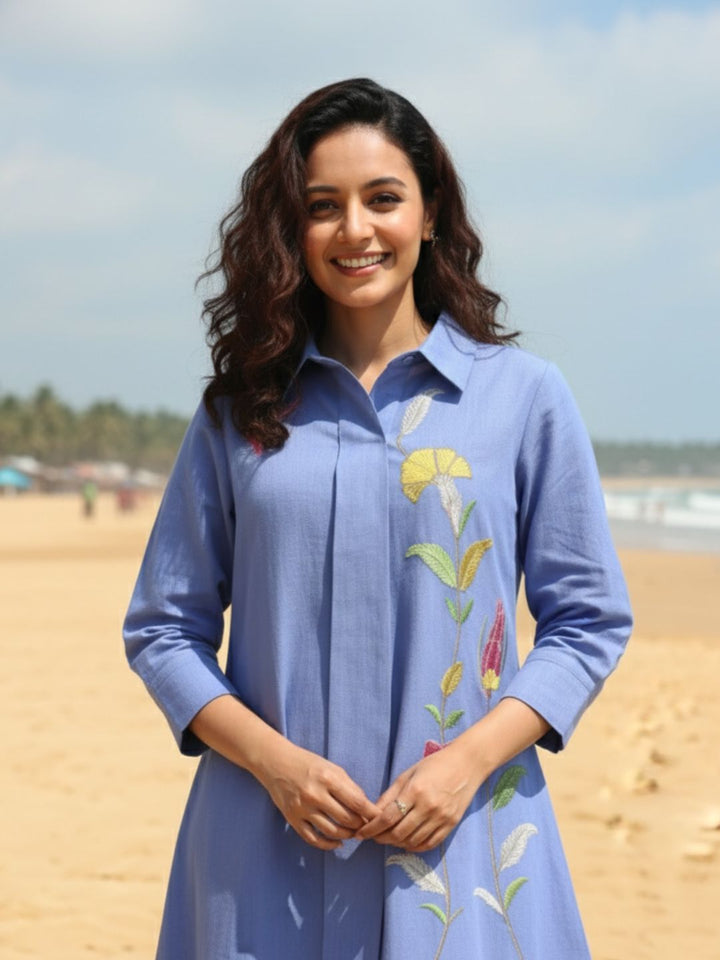 Colba Ocean Cotton Embroidery Co-ord Set