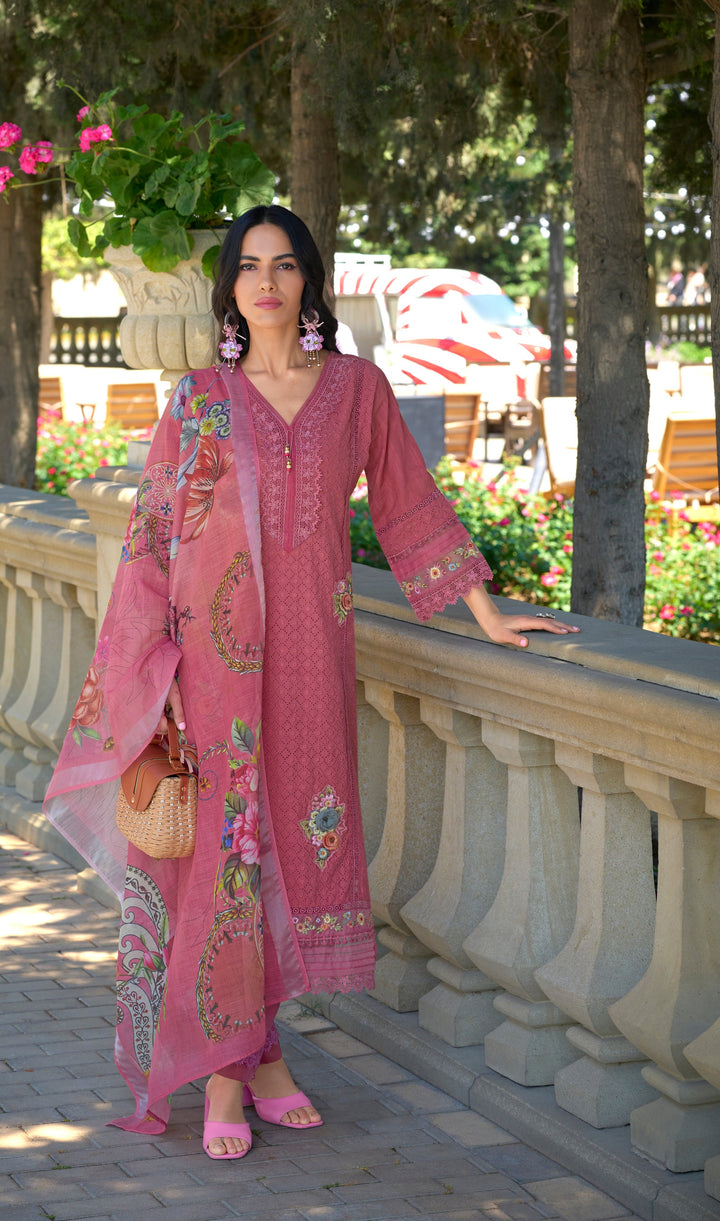 SARFARISH FLAMINGO SCHIFFLI HEAVY PAKISTANI SUIT SET