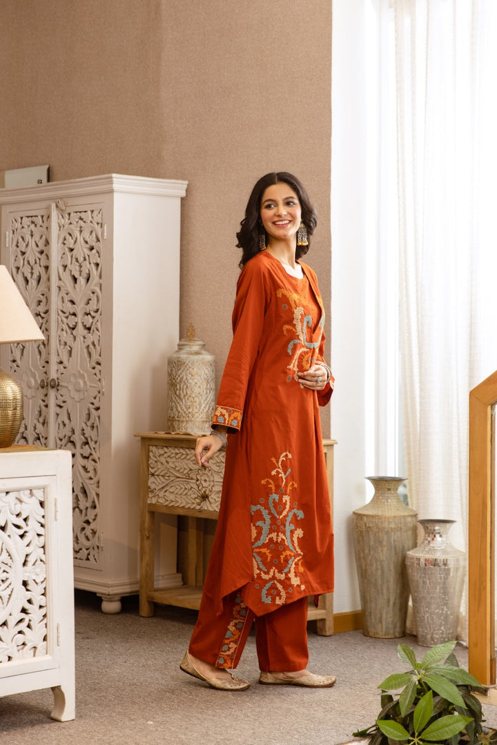 Karen Flame cotton kurta pant set
