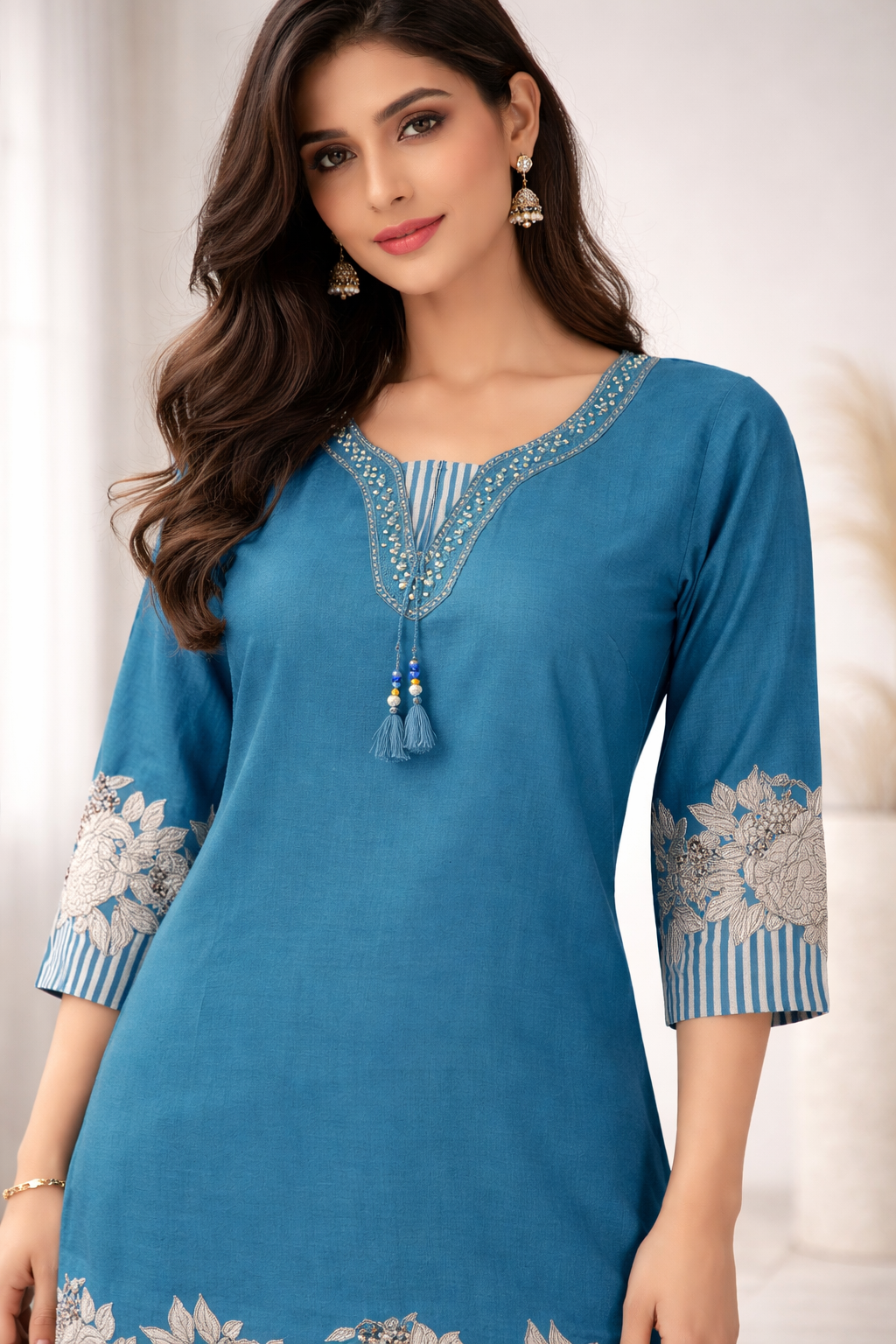 Reet Teal Printed Work Suit Set