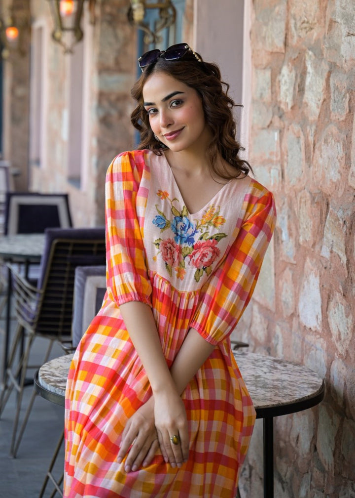 Tatva vivid cotton midi dress