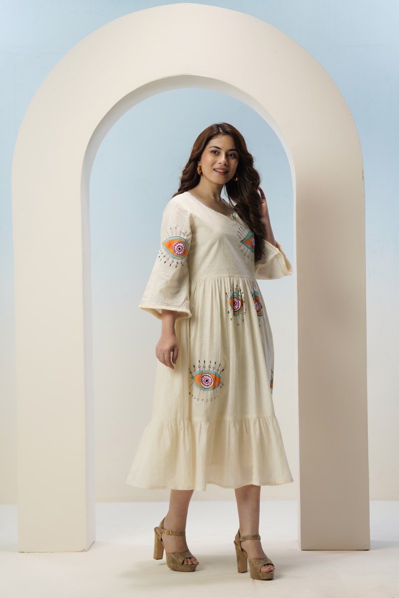 Tatva evil eye embroidery cotton dress