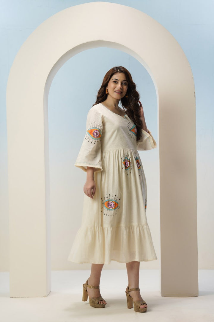 Tatva evil eye embroidery cotton dress