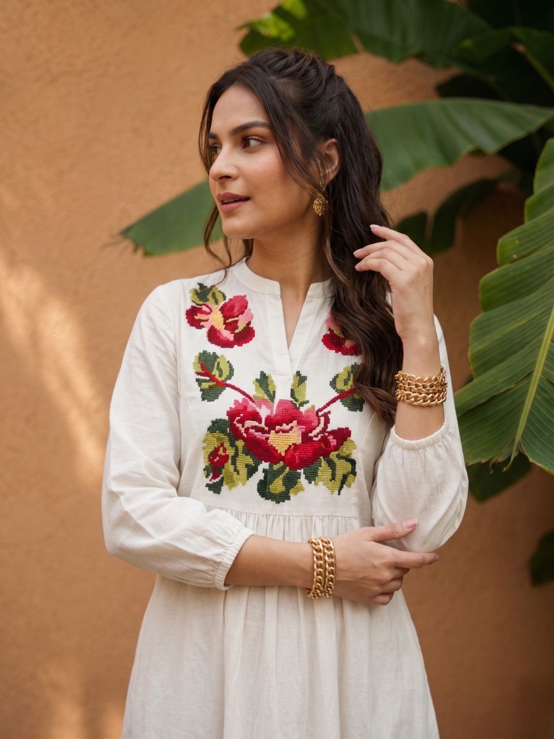 Ivanka parch embroidery cotton dress