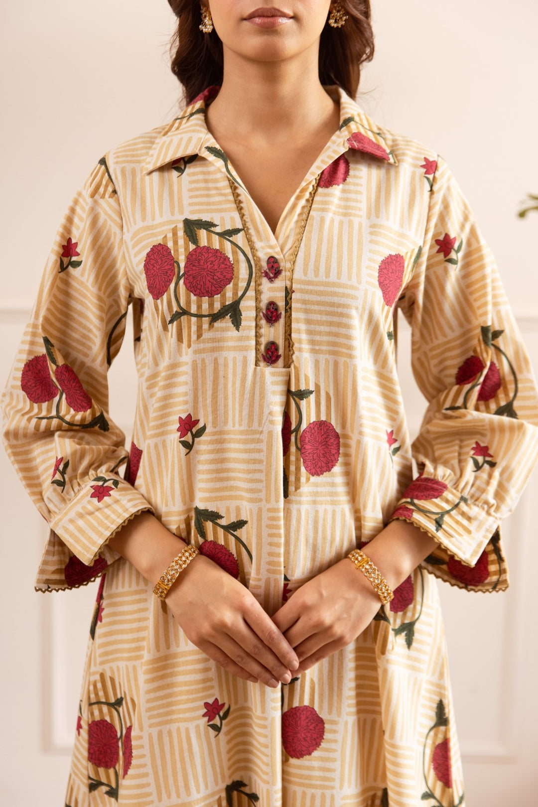 Karen sand Cotton kurta pant set