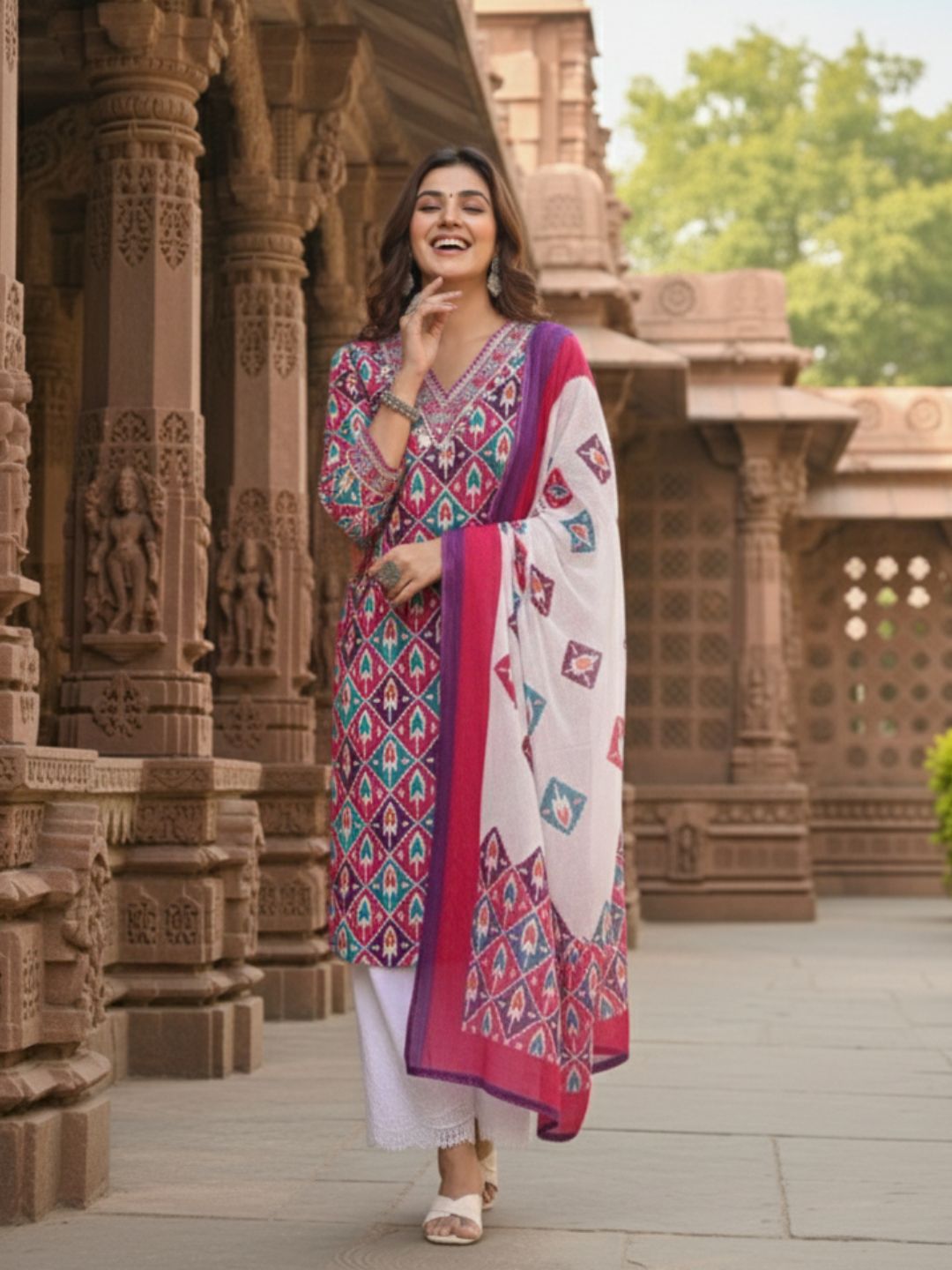 Aranya Ikat Print Premium Pure Cotton Suit Set