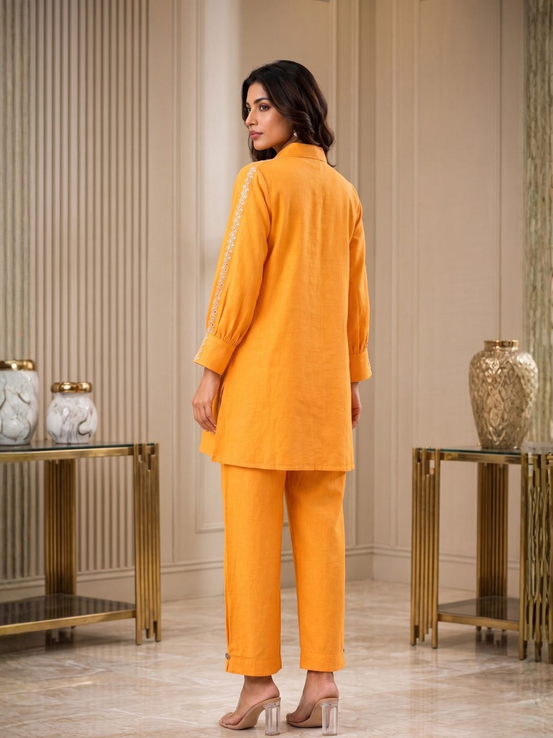 Tridhara Tangerine Cotton Co-ord Set