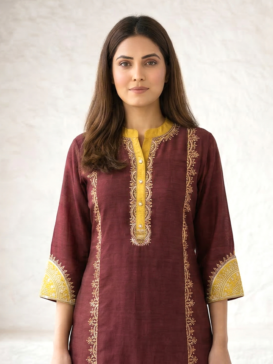 Nabha Wine Printed Work Suit Set