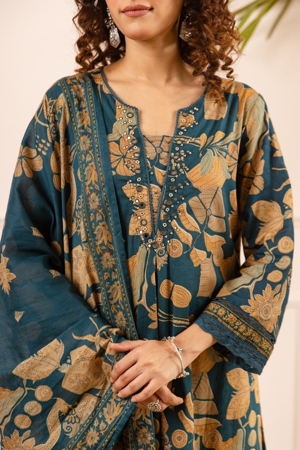 Karen sapphire cotton suit set