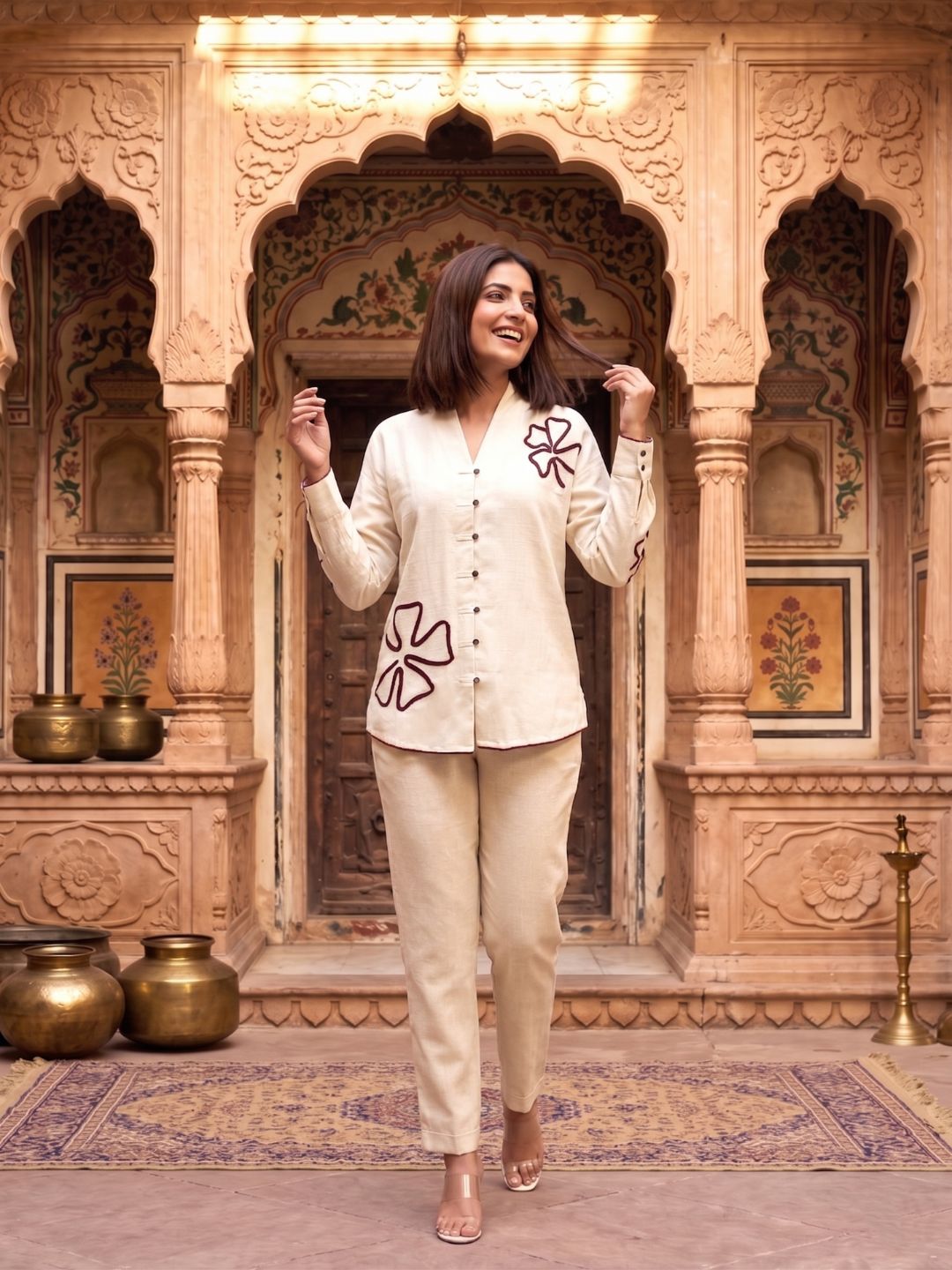 Wespret parch embroidery cotton co-ord set