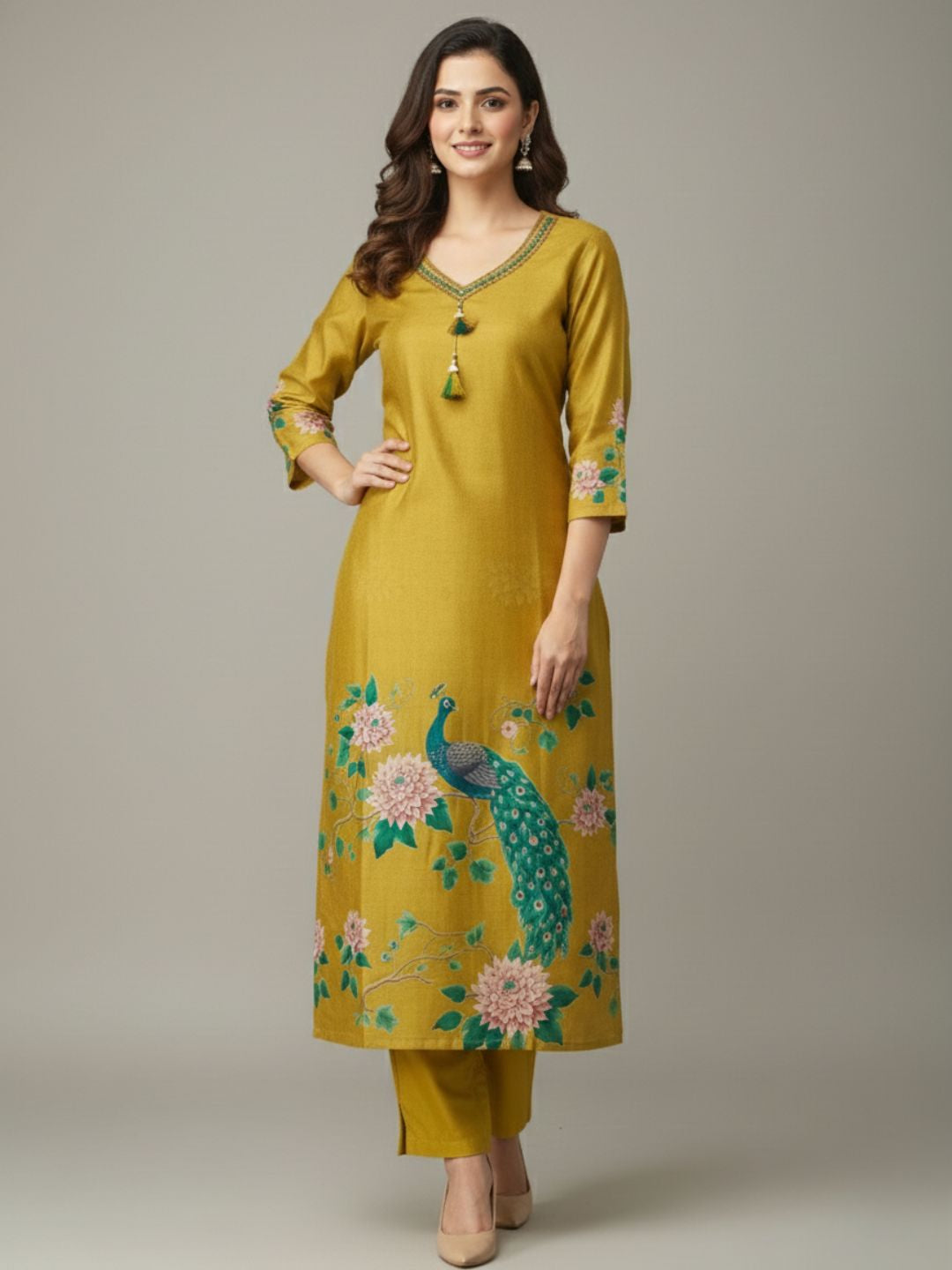 Reet Gold Printed Work Suit Set