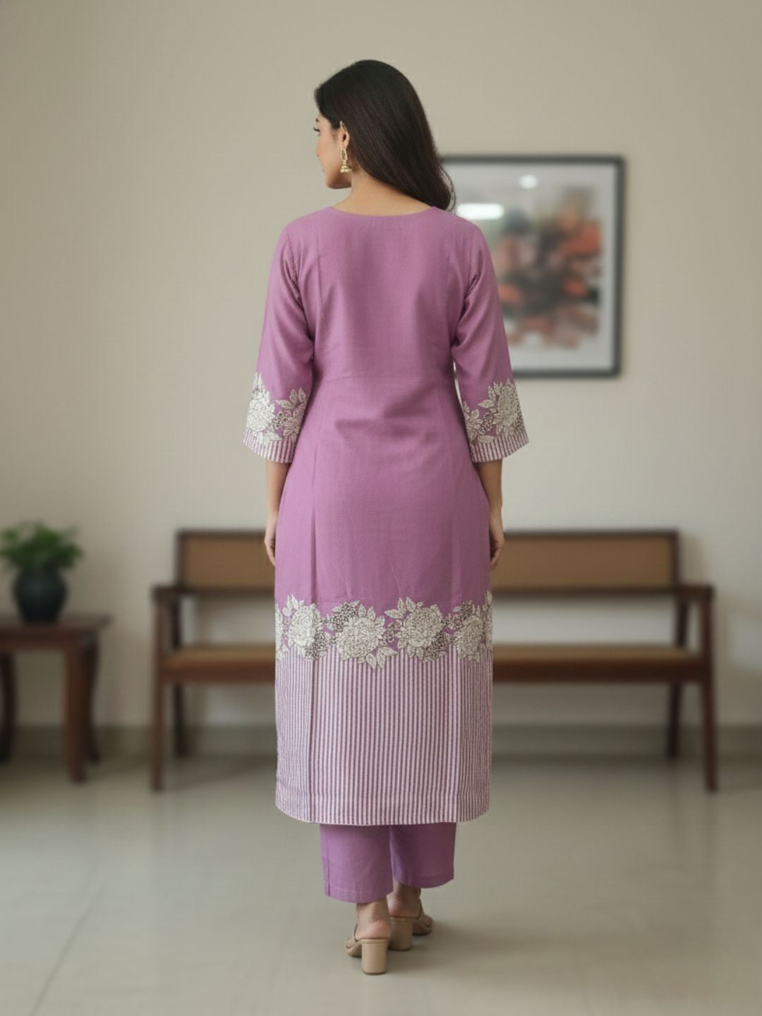 Reet Lavender Printed Work Suit Set