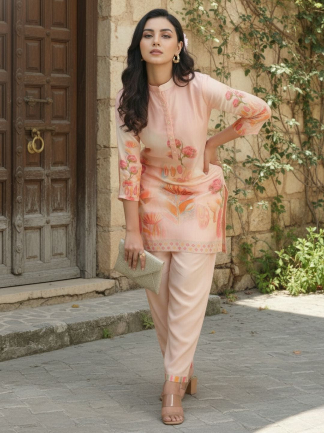 Palash Salmon Premium Co-ord Set