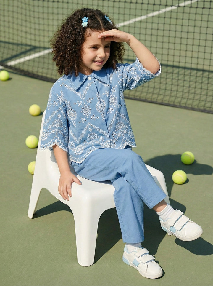 Joy Penn schiffli cotton co-ord set