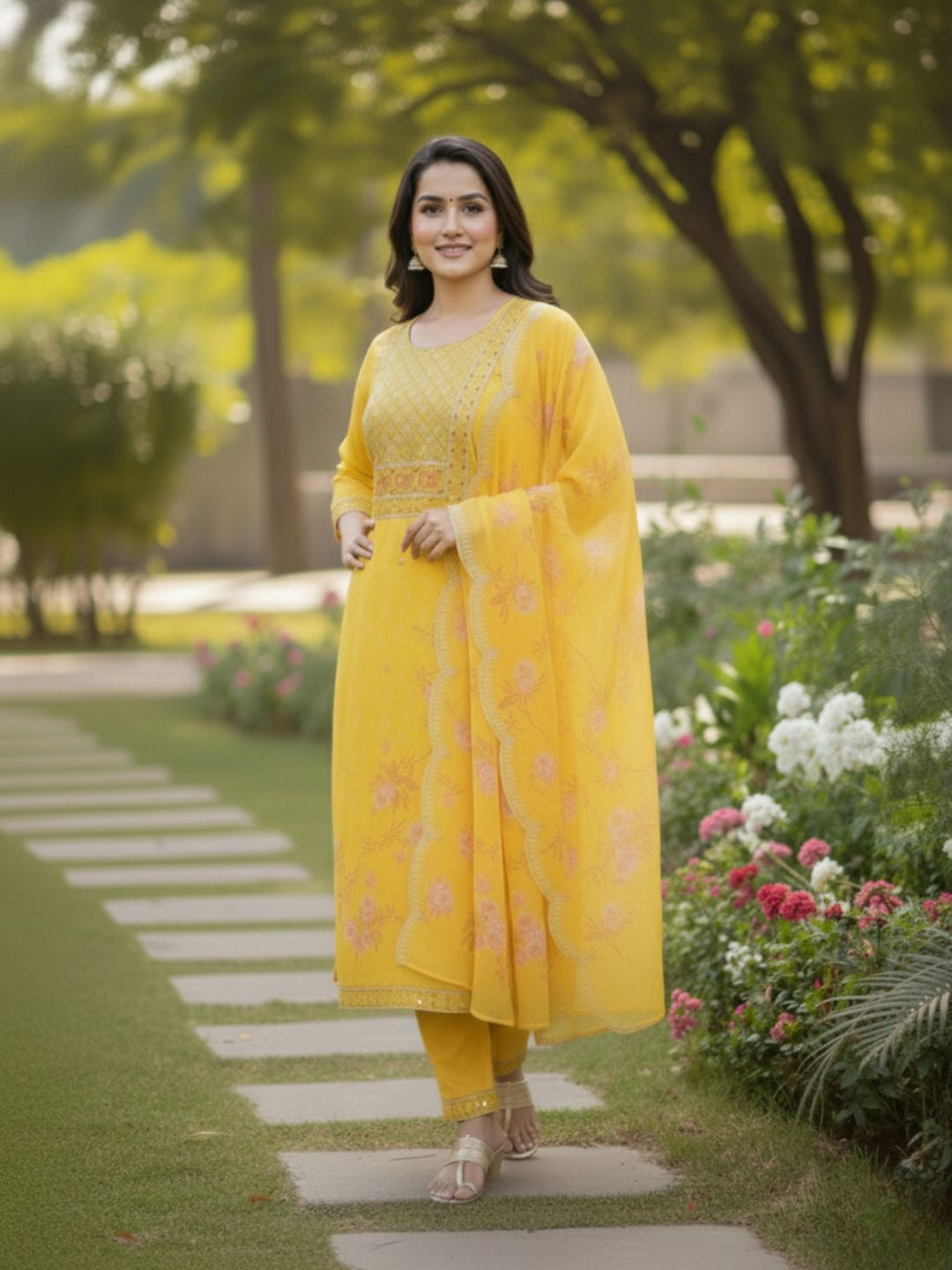 Gunjan Sunflower Cotton Suit Set