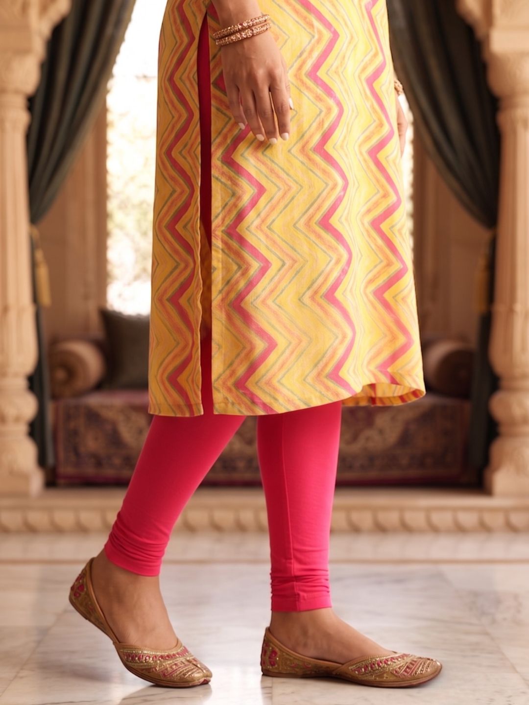Palki Apricot Printed Work Kurta