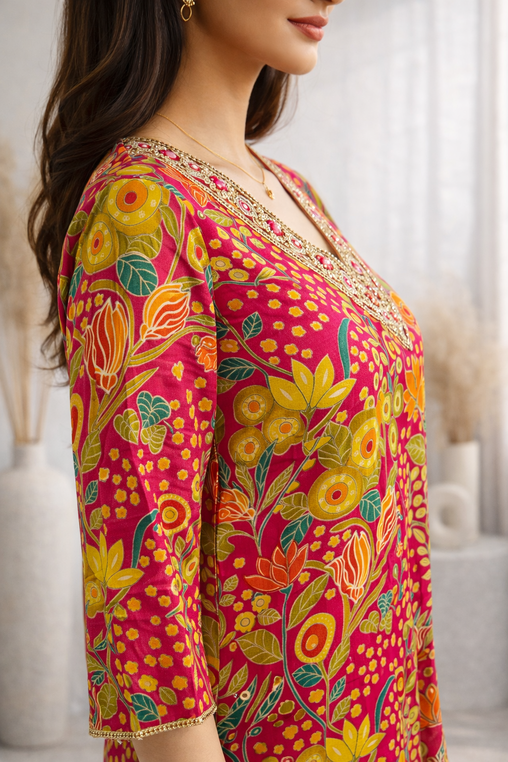 Barnali Cherry Printed Work Kurti