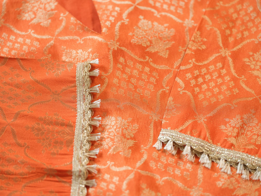Palash Tangerine Jacquard Top Co-ord Set