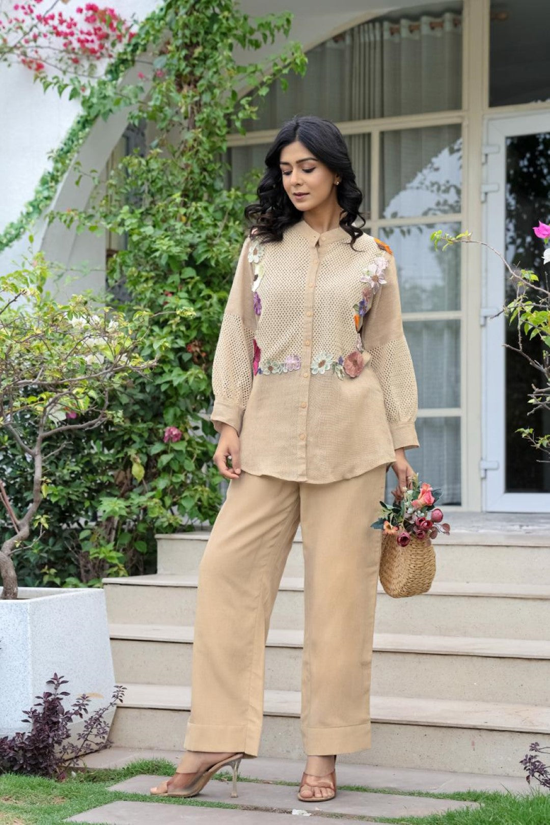 Opela Tan embroidery Co-ord Set