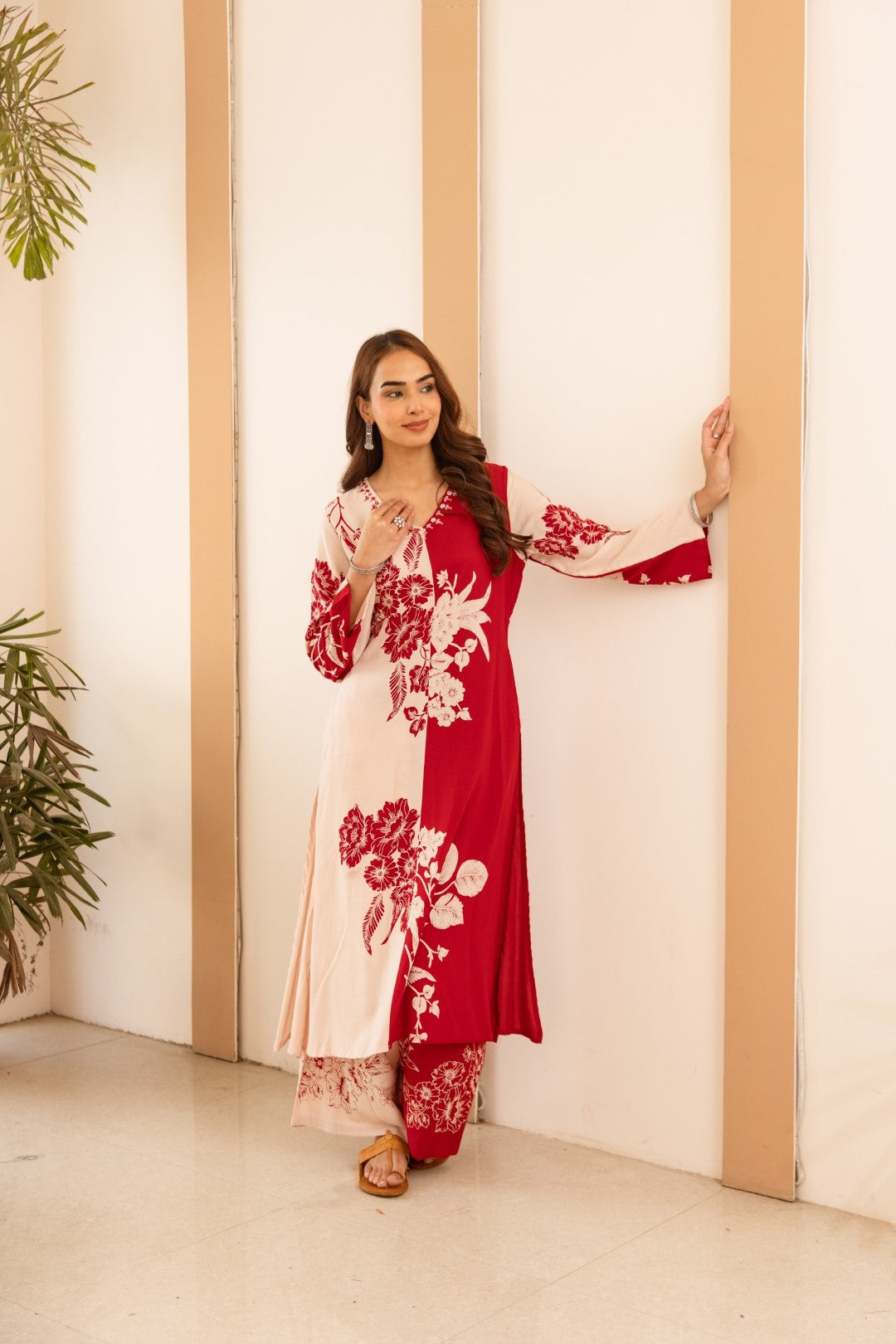 Karen cranberry cotton kurta pant set