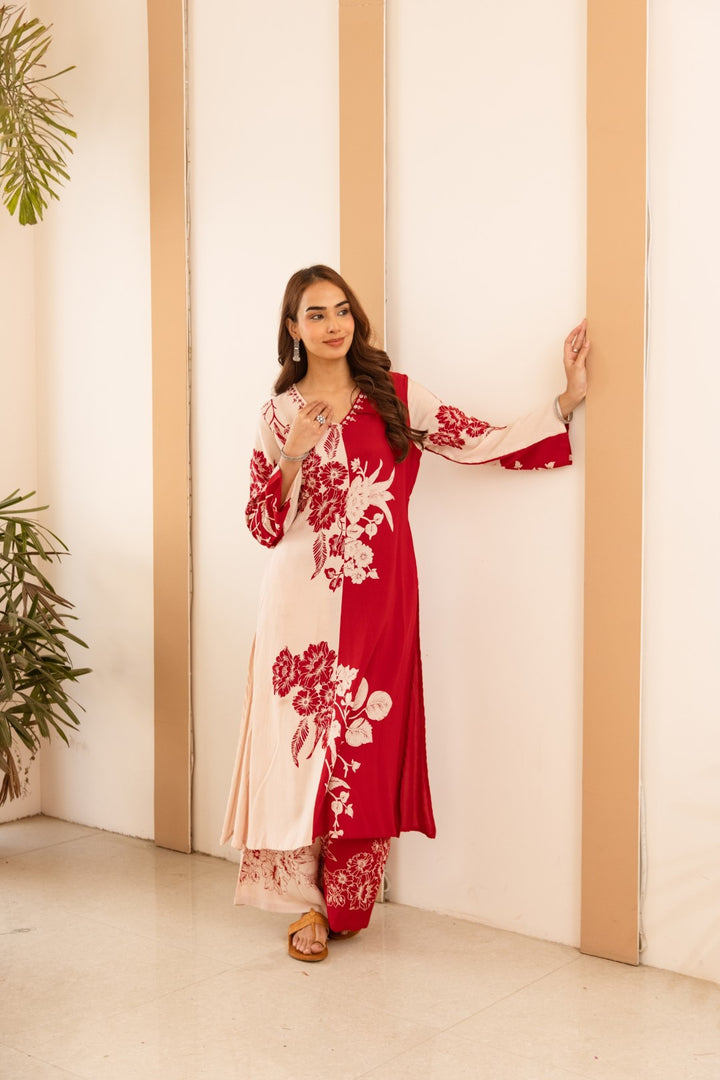 Karen cranberry cotton kurta pant set