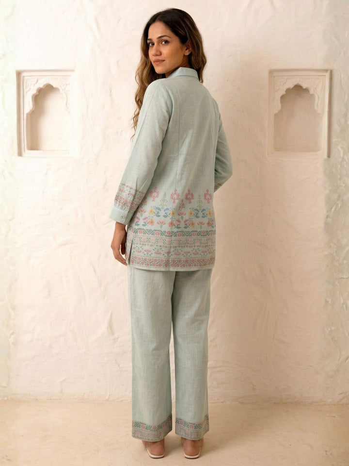 Benisha spruce schiffli cotton co-ord set