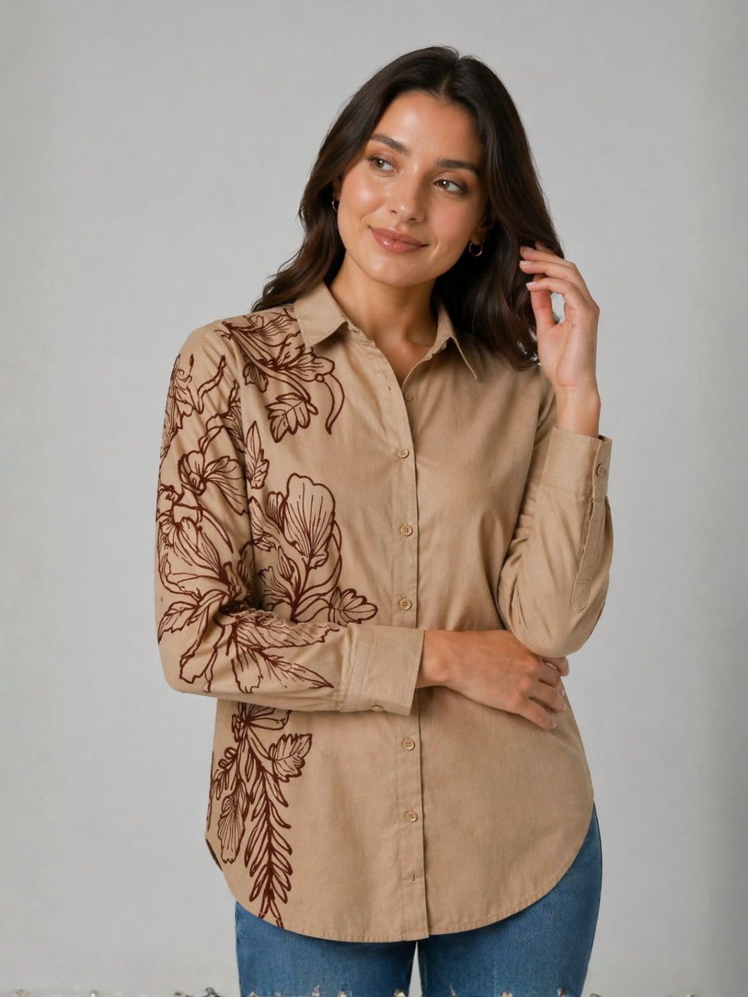 Drona Tuscan embroidery cotton shirt