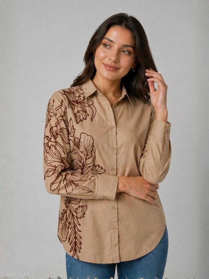 Drona Tuscan embroidery cotton shirt