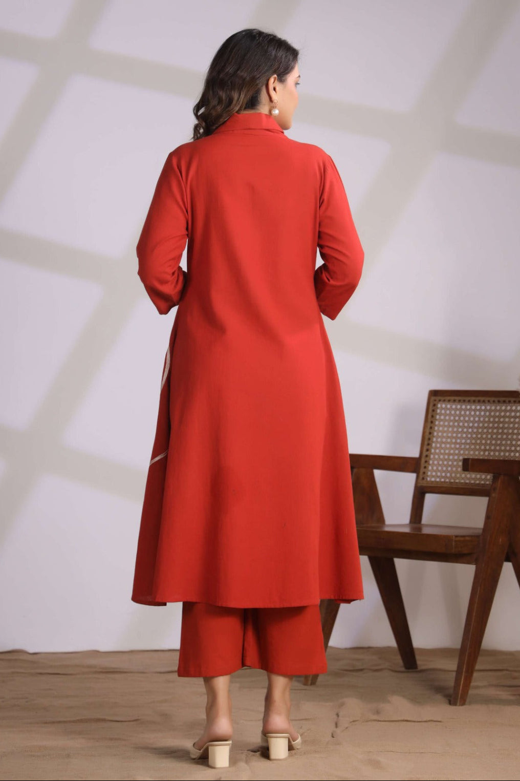 Chhavi Coral Embroidered Kurta Pant Set