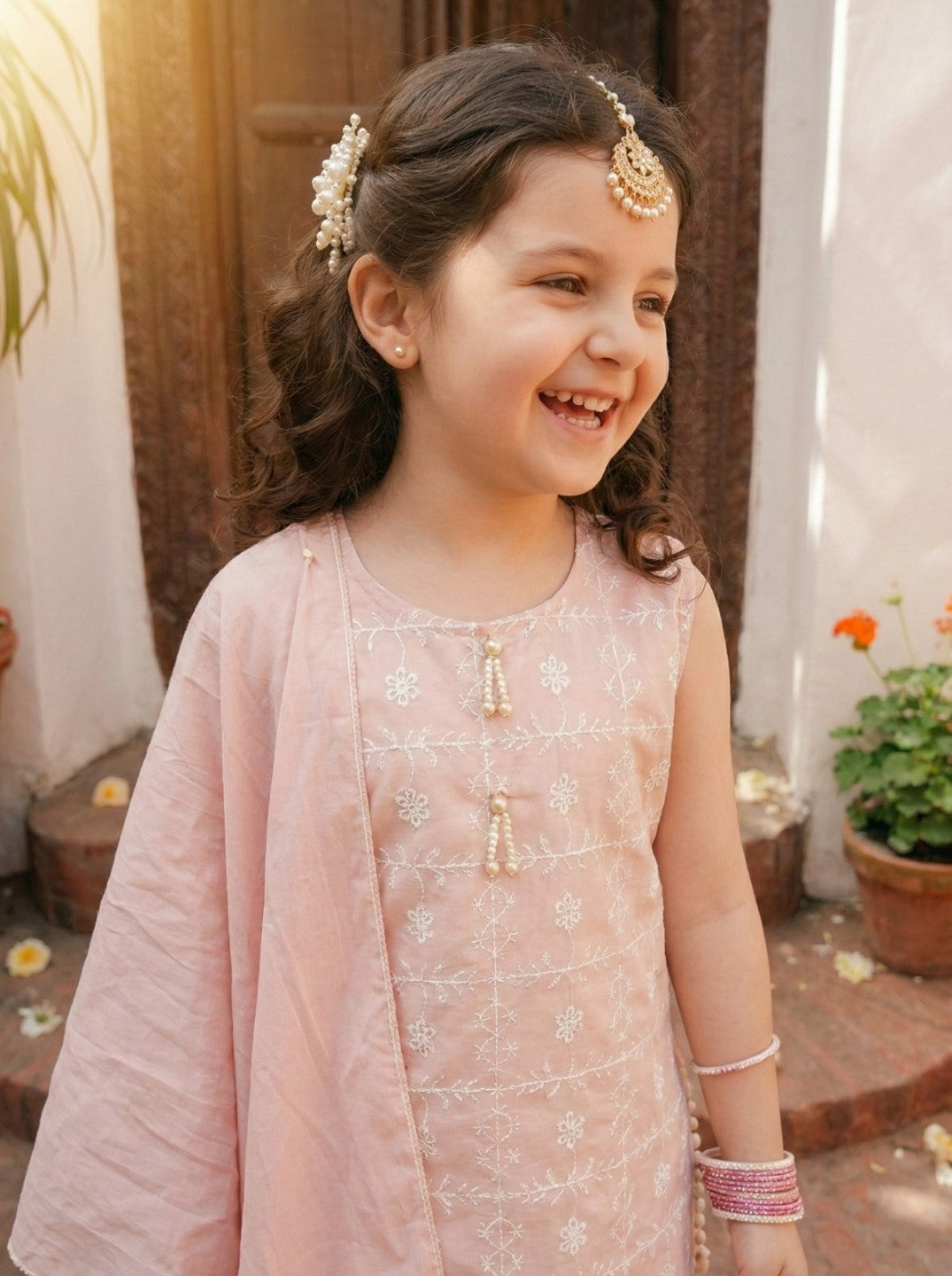 Joy taffy embroidery kids cotton suit set