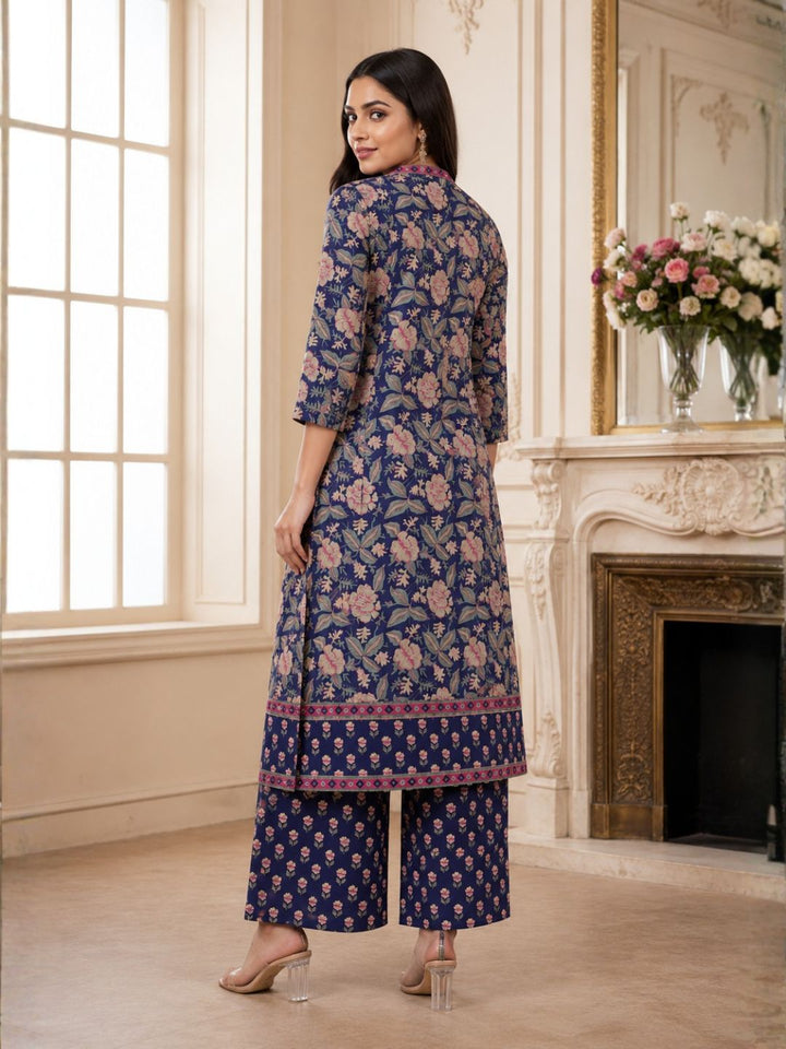 Sahila Navy Cotton Suit Set