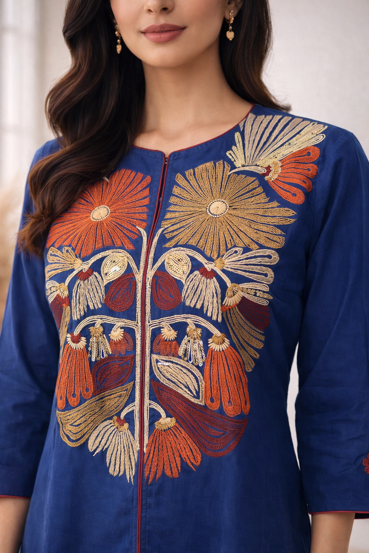 Viyona Ink Embroidered Suit Set