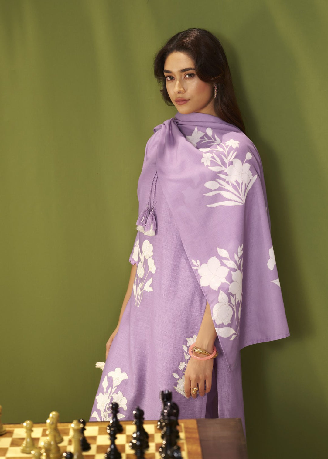 Itrh amethyst cotton linen suit set