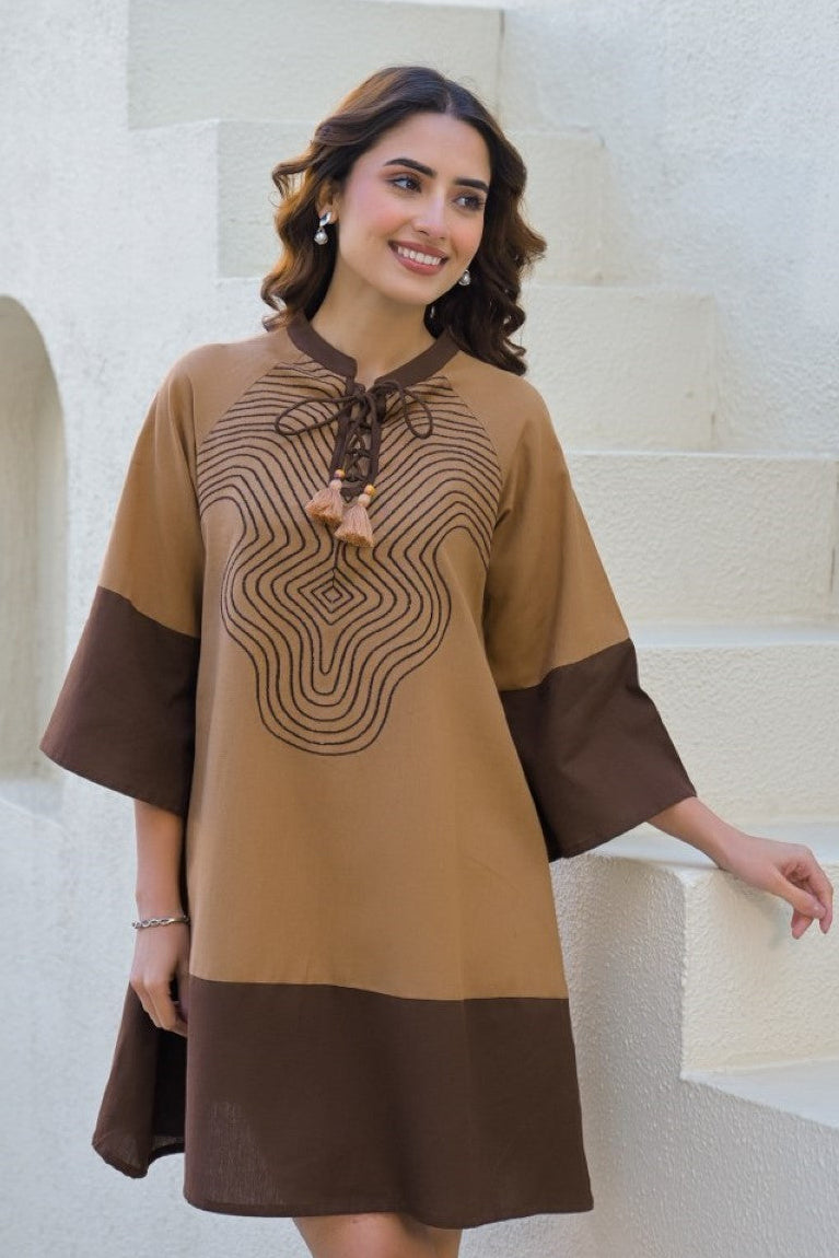Tatva peanut cotton dress
