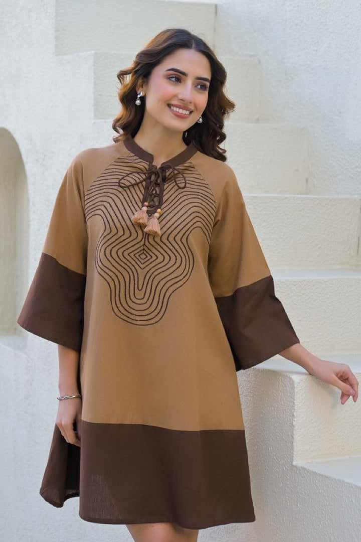 Tatva peanut cotton dress