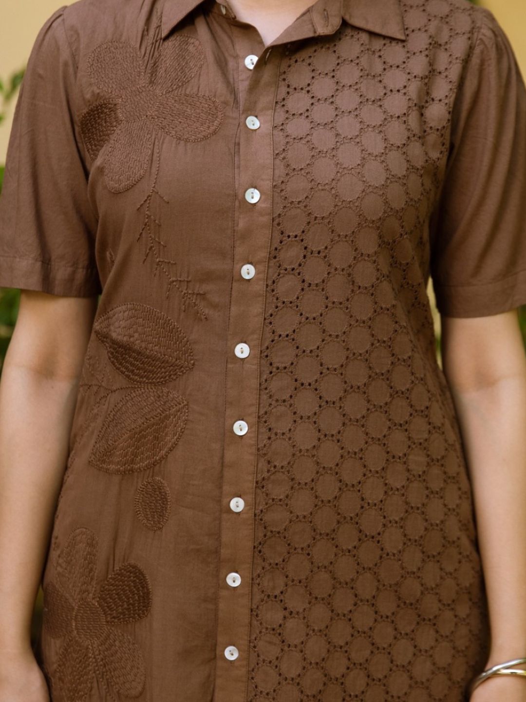 Ravya peanut embroidery cotton dress