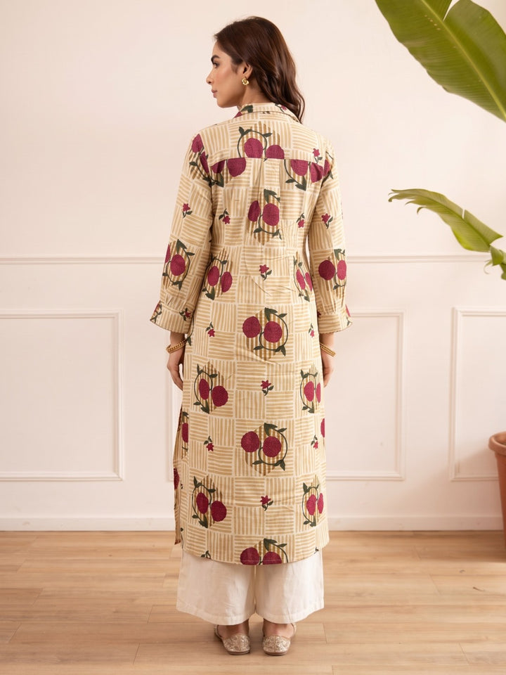 Karen sand Cotton kurta pant set