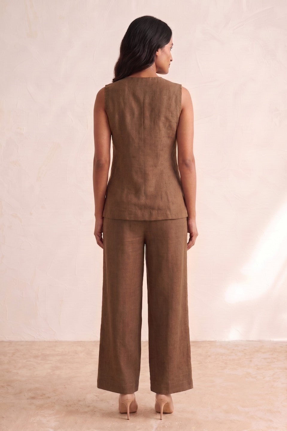 Mihika Hazelnut embroidery waist coat pant set